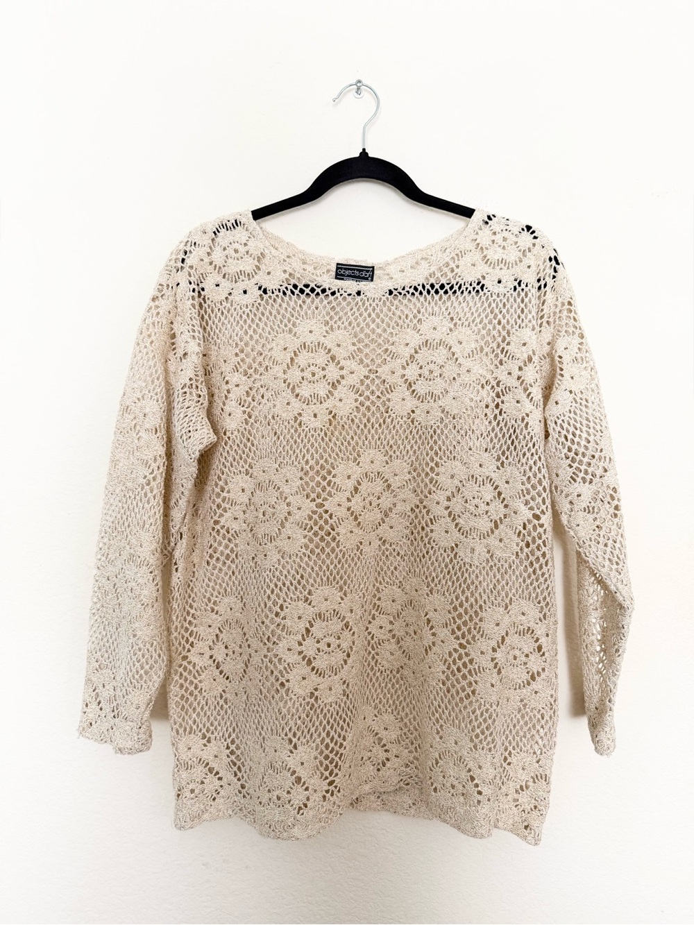 💛 vintage 90’s gold tinsel crochet floral sweater